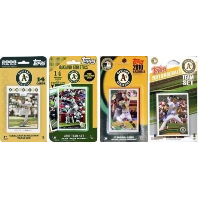 C & I Collectables AS411TS MLB Oakland Athletics 4 Different Licensed Trading Card Team Sets 