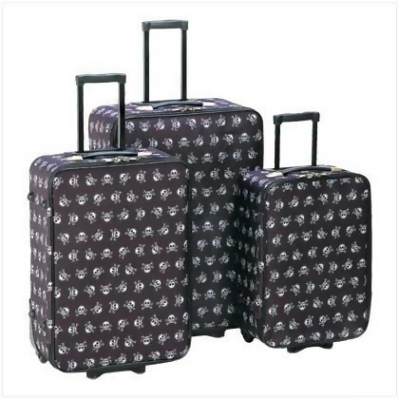 Sunrise Wholesale 12930 3Pieces Stylish Skull Crossbones Design Travel Luggage Bags 