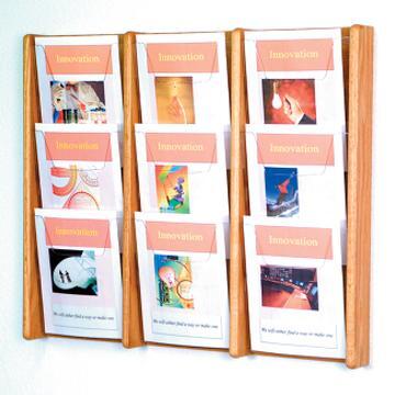 Wooden Mallet AC26-9LO Stance 9 Pocket Wall Display in Light Oak - 3Wx3H 