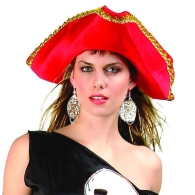 RG Costumes 65351 Pirate Hat With Gold Sequin Trim - Red 