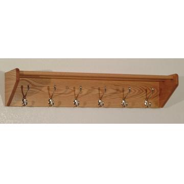 Wooden Mallet 36HCRNLO 6 Hook Shelf in Light Oak - Nickel 
