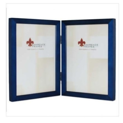 Lawrence Frames 755757D Lawrence Frames 5x7 Hinged Double Blue Wood Picture Frame - Gallery Collection 