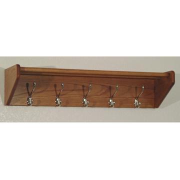 Wooden Mallet 32HCRNMO 5 Hook Shelf in Medium Oak - Nickel 