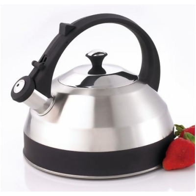 EVCO International 77041 Steppes 2.8 Qt Whistling Stainless Steel with Black band/handle/knob Tea Kettle 