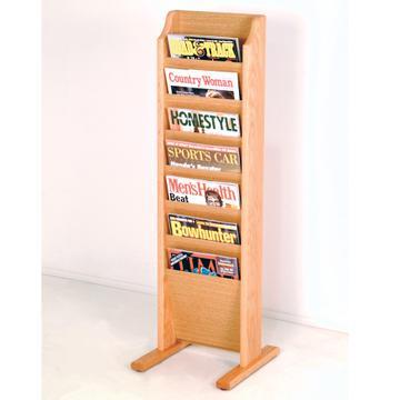 Wooden Mallet MR7-FSLO Cascade Free Standing 7 Pocket Magazine Rack in Light Oak 
