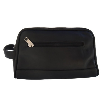 Piel 7752-BLK Top Zip Toiletry Kit in Leather - Black 