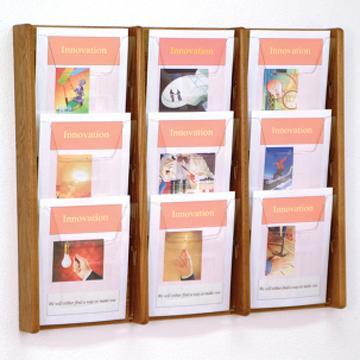 Wooden Mallet AC26-9MO Stance 9 Pocket Wall Display in Medium Oak - 3Wx3H 