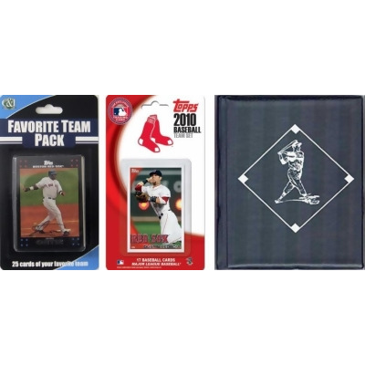 C & I Collectables 2010REDSOXTSC MLB Boston Red Sox Licensed 2010 Topps Team Set and Favorite Player Trading Cards Plus Storage Album 