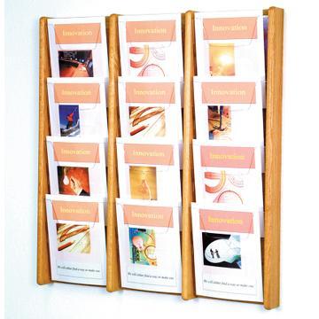 Wooden Mallet AC34-12LO Stance 12 Pocket Wall Display in Light Oak -3Wx4H 