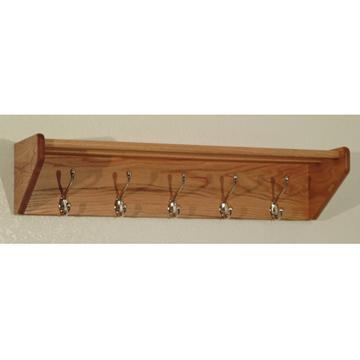 Wooden Mallet 32HCRNLO 5 Hook Shelf in Light Oak - Nickel 