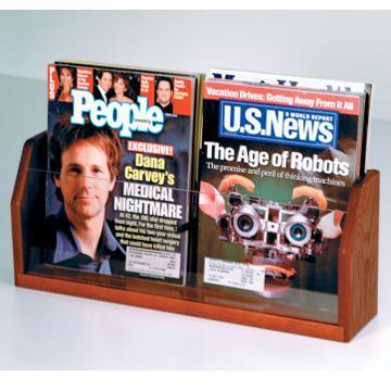 Wooden Mallet MT-2MH Countertop 2 Pocket Magazine Display in Mahogany 