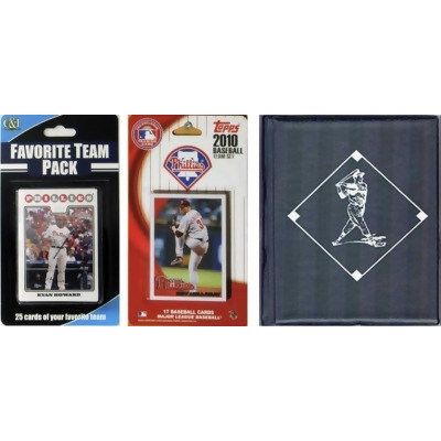 C & I Collectables 2010PHILLSTSC MLB Philadelphia Phillies Licensed 2010 Topps Team Set and Favorite Player Trading Cards Plus Storage Album 