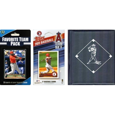 C & I Collectables 2011ANGELSTSC MLB Los Angeles Angels Licensed 2011 Topps Team Set and Favorite Player Trading Cards Plus Storage Album 