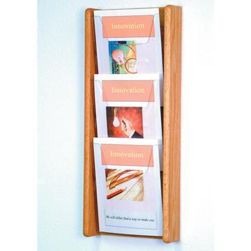 Wooden Mallet AC26-3LO Stance 3 Pocket Wall Display in Light Oak - 3H 