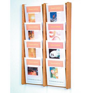 Wooden Mallet AC34-8LO Stance 8 Pocket Wall Display in Light Oak - 2Wx4H 