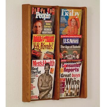 Wooden Mallet AC26-6MO Stance 6 Pocket Wall Display in Medium Oak - 2Wx3H 