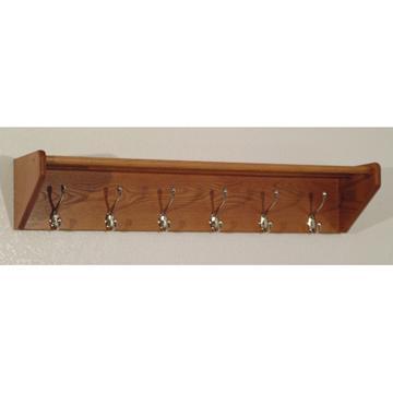 Wooden Mallet 36HCRNMO 6 Hook Shelf in Medium Oak - Nickel 