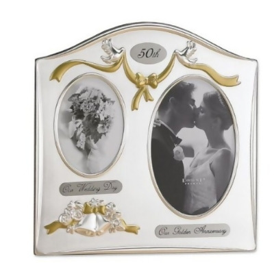 Lawrence Frames 590143 Lawrence Frames Satin Silver & Brass Plated 2 Opening Picture Frame - 50th Anniversary Design 