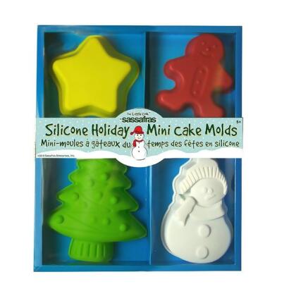 Sassafras Enterprises 22224HOL 4 Silicone Holiday Mini Cake Molds 