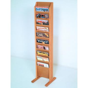 Wooden Mallet MR10-FSLO Cascade Free Standing 10 Pocket Magazine Rack in Light Oak 