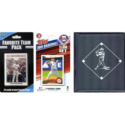 C & I Collectables 2011PHILLSTSC MLB Philadelphia Phillies Licensed 2011 Topps Team Set and Favorite Player Trading Cards Plus Storage Album 