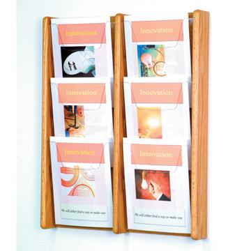 Wooden Mallet AC26-6LO Stance 6 Pocket Wall Display in Light Oak - 2Wx3H 