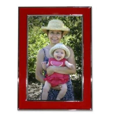 Lawrence Frames 586246 Lawrence Frames Silver Plated 4x6 Metal with Red Enamel Picture Frame 