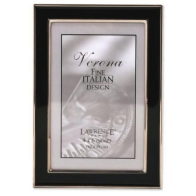 Lawrence Frames 586046 Lawrence Frames Silver Plated 4x6 Metal with Black Enamel Picture Frame 