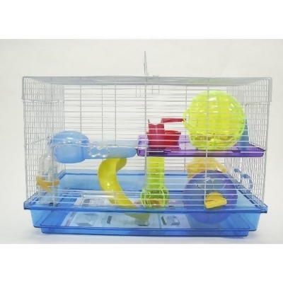 YML H1812BL 12 in. Clear Plastic Hamster-Mice Cage in Blue 