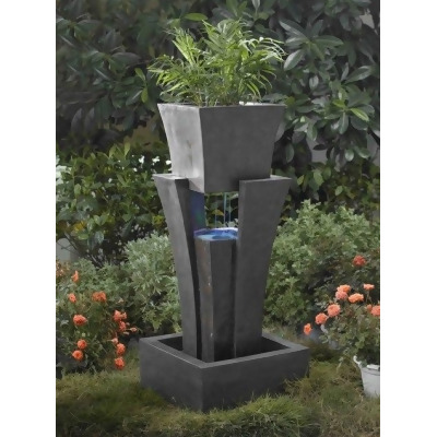 Jeco FCL048 Raining Water Fountain With Planter With Led Light 