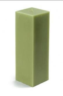 Zest Candle CPZ-157-12 3 x 9 in. Sage Green Square Pillar Candle -12pcs-Case - Bulk 