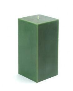 Zest Candle CPZ-145-12 3 x 6 in. Hunter Green Square Pillar Candle -12pcs-Case - Bulk 