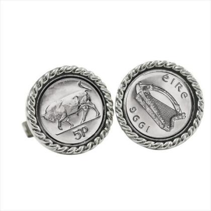 American Coin Treasures 12425 Irish Bull 5 Pence Cuff Links