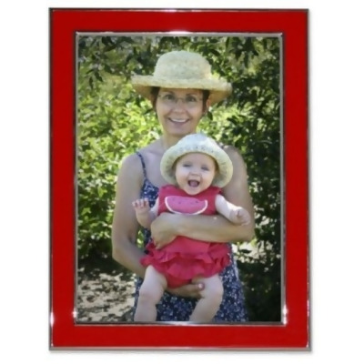 Lawrence Frames 586280 Lawrence Frames Silver Plated 8x10 Metal with Red Enamel Picture Frame 