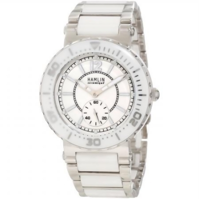 Gennco HACL0400-002 Hamlin Ladies Ceramique Oversized Subsecond Ceramic and Stainless Steel Watch 