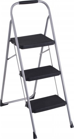 Cosco Products 11408PBL1E Cosco Three Step Big Step Folding Step Stool with Rubber Hand Grip 