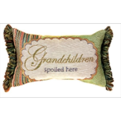 Manual Woodworkers and Weavers TWGCS Grandchildren Spoiled Here Tapestry Pillow With Fringe Filled With Recycled Fibers 12.5 X 8.5 in. Poly Blend 