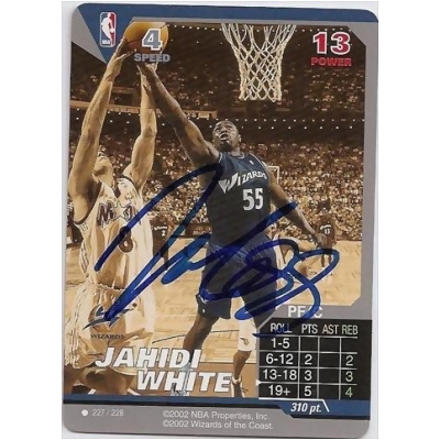 Autograph Warehouse 43121 Jahidi White Autographed Basketball Card Washington Wizards 2002 Nba Showdown No .227 