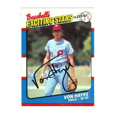 Von Hayes Signed 1987 Fleer Baseball Card - Philadelphia Phillies