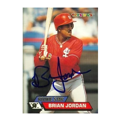 Autograph Warehouse 59367 Brian Jordan Autographed Baseball Card St. Louis  Cardinals 1993 Topps Toys R Us No .97
