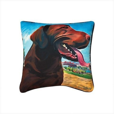 Manual Woodworkers and Weavers SLVHCL Paws And Whiskers View From The Hill Chocolate Lab Printed Pillow 18 X 18 in. 