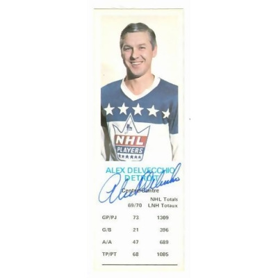 Autograph Warehouse 62036 Alex Delvecchio Autographed 1971 Nhl Players Association Card Detroit Red Wings 67 