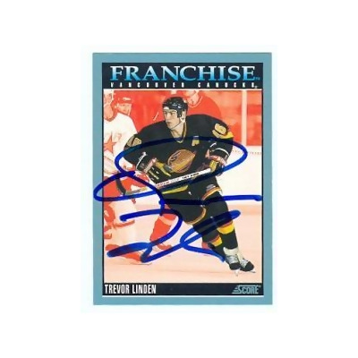 Trevor Linden autographed hockey card (Vancouver Canucks, SC) 1996 Score  #208