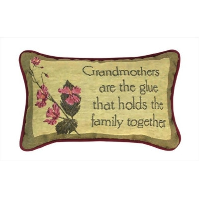 Manual Woodworkers and Weavers TWGGHF Grandmothers Are The Glue Tapestry Pillow Sentimental Filled With Recycled Fibers 12.5 X 8.5 in. Poly Blend 