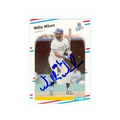 Autographed WILLIE WILSON Kansas City Royals 1988 Fleer Card - Main Line  Autographs