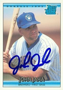 Autograph Warehouse 47837 John Jaha Autographed Baseball Card Milwaukee  Brewers 1992 Donruss No .398
