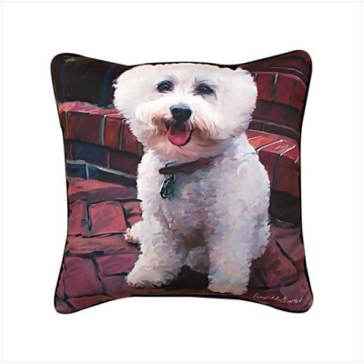 Manual Woodworkers and Weavers SLGDBC Paws And Whiskers Glam Dog Bichon Printed Pillow 18 X 18 in. 