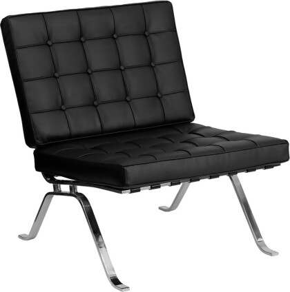 Flash Furniture ZB-FLASH-801-CHAIR-BK-GG HERCULES Flash Series Black Leather Lounge Chair with Curved Legs 