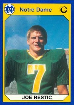 Warehouse Restic Football Card Notre Dame 1990 Collegiate Collection No. 27