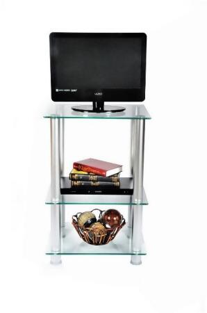 RTA Home and Office TVM-005 20 in. Extra Tall Glass and Aluminum LCD and Plasma TV Stand and utility table or end table 